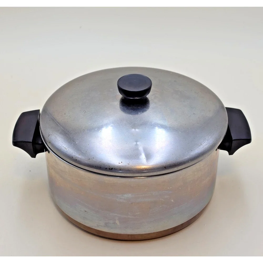 1801 Revere Ware 4 1/2 Quart -98 C Stockpot Copper Bottom Stainless Steel USA